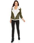 Michael Kors Michael Zip-Front Moto Sherpa Jacket - Lyst