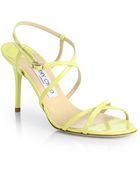Jimmy Choo Elaine Strappy Patent Leather Sandals - Lyst