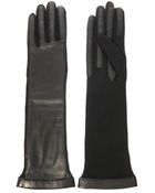 Lanvin Long-Length Leather And Wool Gloves - Lyst