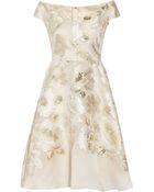 Lela Rose Metallic Fil Coupã© Dress - Lyst