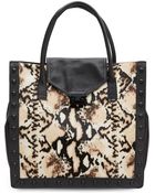 Loeffler Randall Studded Snake-Print Calf Hair & Leather Tote - Lyst
