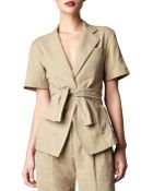 Donna Karan New York Short-sleeve Tie-front Jacket - Lyst