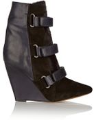 Isabel Marant Scarlet Leather, Suede And Calf Hair Wedge Boots - Lyst
