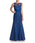 Teri Jon Sleeveless Lace Illusion Gown - Lyst