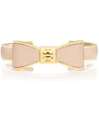Tory Burch Metal And Leather Bow Cuff - Lyst