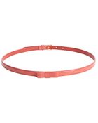 Prada Pink Patent Leather Skinny Bow Belt - Lyst