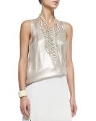 Brunello Cucinelli Lam? Scoop-Neck Tank - Lyst