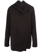 Helmut Lang Black Oversized Hooded Zipup Sweatshirt - Lyst