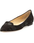 Jimmy Choo Attila Glitter Lace Flat - Lyst