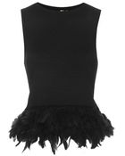 Topshop Sleeveless Feather Trim Top - Lyst