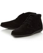 Tod's Black Suede Gommino Desert Boots - Lyst