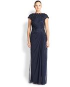 Tadashi Shoji Beaded Tulle Gown - Lyst