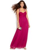 Betsy & Adam Sleeveless Pleated Beaded Gown - Lyst