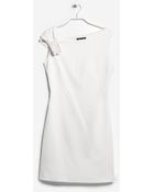 Mango Pleated Shoulder Dress - Lyst