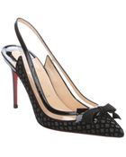 Christian Louboutin Black Flocked Glitter 'Suspenodo' Slingbacks - Lyst
