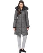 SOIA & KYO Liva-Sp Long Grey Down Coat With Fur Hood - Lyst