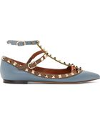 Valentino Blue Caged Rockstud Ballerina Flats - Lyst
