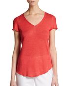 Eileen Fisher Organic Linen V-Neck Top - Lyst