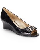 Bandolino Snakeskin-Embossed Peep-Toe Wedges - Lyst