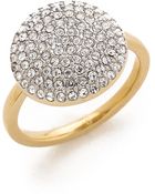Michael Kors Pave Disc Ring - Clear/Gold - Lyst