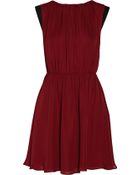 Alice + Olivia Meg Leather-Trimmed Silk Mini Dress - Lyst