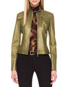 Michael Kors Quilted-Panel Leather Jacket - Lyst