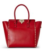 Valentino Red Rockstud Medium Shopper - Lyst