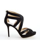 Jimmy Choo Black Shimmering Suede Cutout Pumps - Lyst