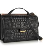 Fendi Demi Jour Croceffect Leather Shoulder Bag - Lyst