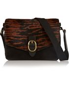 Isabel Marant Loxley Suede And Printed Calf Hair Shoulder Bag - Lyst