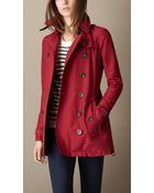 Burberry Short Leather Trim Faille Trench Coat - Lyst