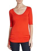 Adrienne Vittadini Side Ruched Sweater - Lyst