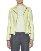Giorgio Armani Leather Peplum-Hem Motorcycle Jacket - Lyst