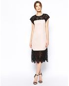 Asos Lace Satin Shift Dress - Lyst