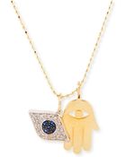 Sydney Evan Hamsa & Evil Eye Duo Charm Necklace - Lyst