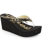 Guess Syona Leopard-Print Bow Platform Wedge Sandals - Lyst