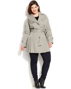 DKNY Plus Size Buttoned Trench Coat - Lyst