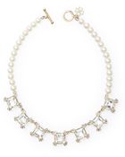 Ann Taylor Pearlized Square Stone Necklace - Lyst