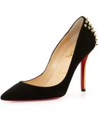 Christian Louboutin Zappa Spiked Suede Red Sole Pump - Lyst