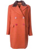 Sacai Houndstooth Double Breasted Coat - Lyst