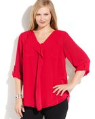 Calvin Klein Plus Size Long-Sleeve Ruffled Blouse - Lyst