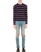Saint Laurent Stripe Crewneck Sweater - Lyst