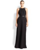 Shoshanna Lace-Trimmed Stretch Crepe Gown - Lyst