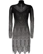 Roberto Cavalli Metallic Knit Petal Hem Dress - Lyst