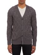 John Varvatos Marled Cable Knit Cardigan - Lyst