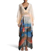 Diane von Furstenberg Dotted Wave-Stripe Chiffon Maxi Coverup - Lyst