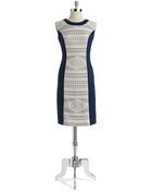 Anne Klein Lace Paneled Shift Dress - Lyst