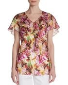 Lafayette 148 New York Angelline Printed Silk Top - Lyst
