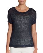 Ellen Tracy Sequined Knit Top - Lyst