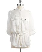 MICHAEL Michael Kors Drawstring Waist Top - Lyst